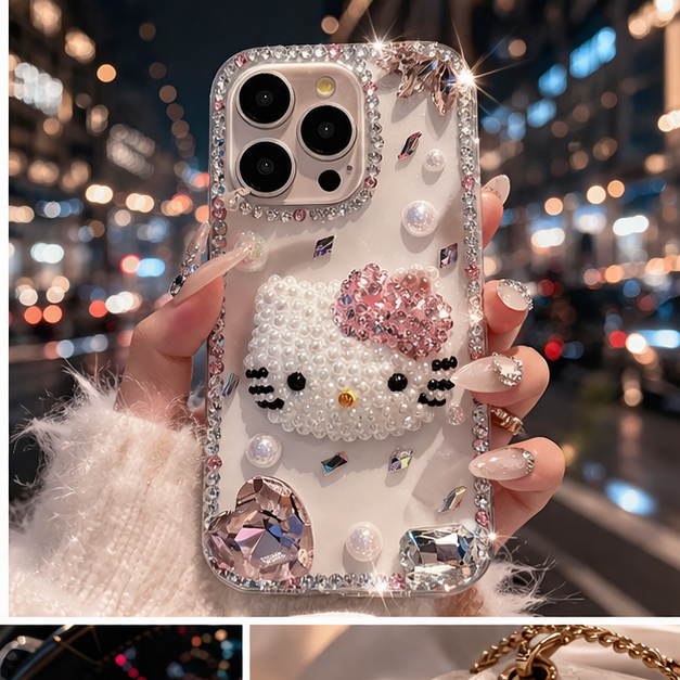 Coque de Luxe iPhone 17 Pro Max avec strass scintillants, paillettes