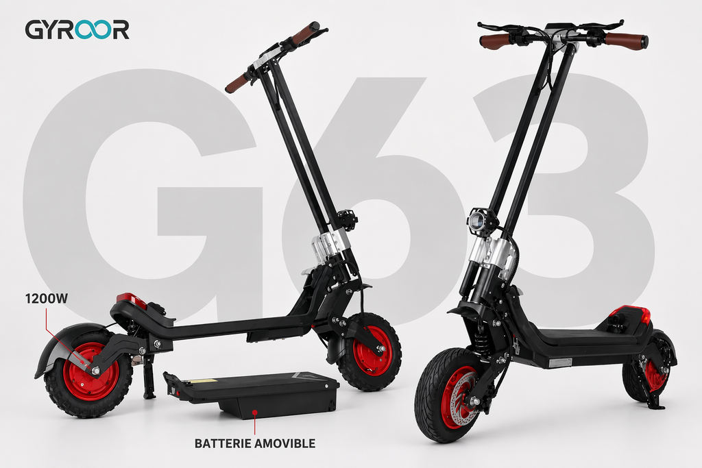 Trottinette Électrique Gyroor G63, Batterie Amovible 52 V 15,6 Ah